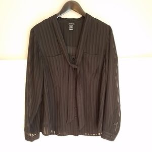 Torrid black sheer blouse with tie